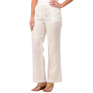*NWT* ELLEN TRACY Linen Blend Chalk with Gold Foil Pants